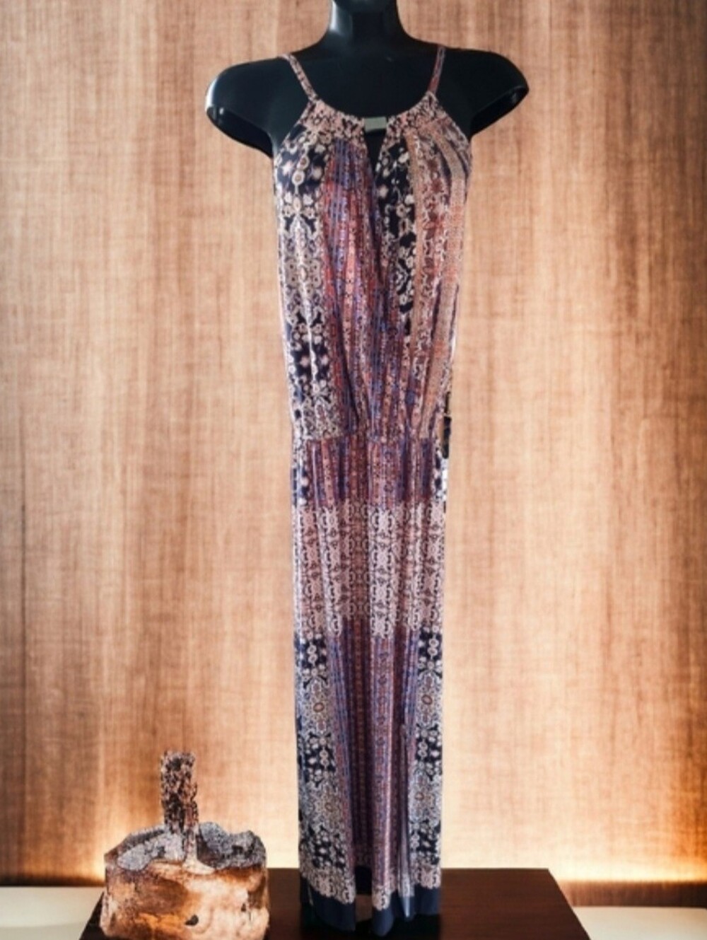 🆕️En Focus Studio Boho Abstract MultiColour Print Criss Cross Front Maxi Dress